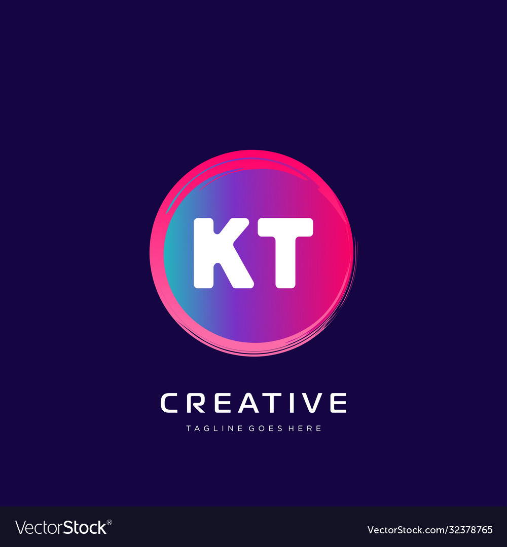 Kt initial logo with colorful template vector image Kt initial logo with colorful template