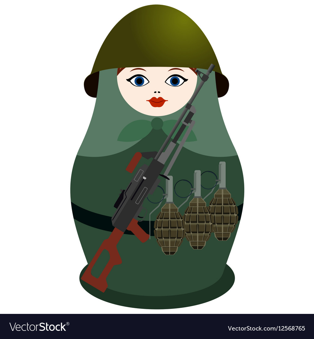 Matryoshka with kalashnikov machine gun