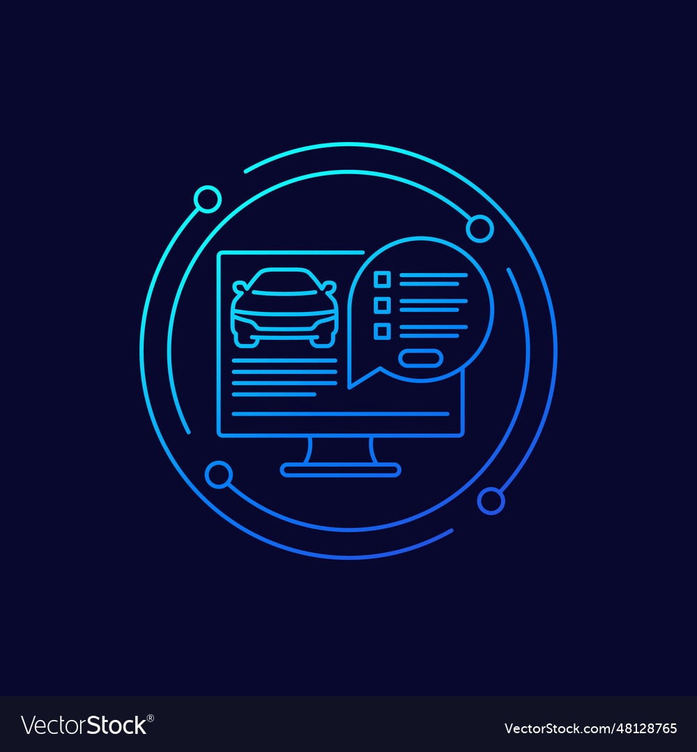 Online car registration icon linear design