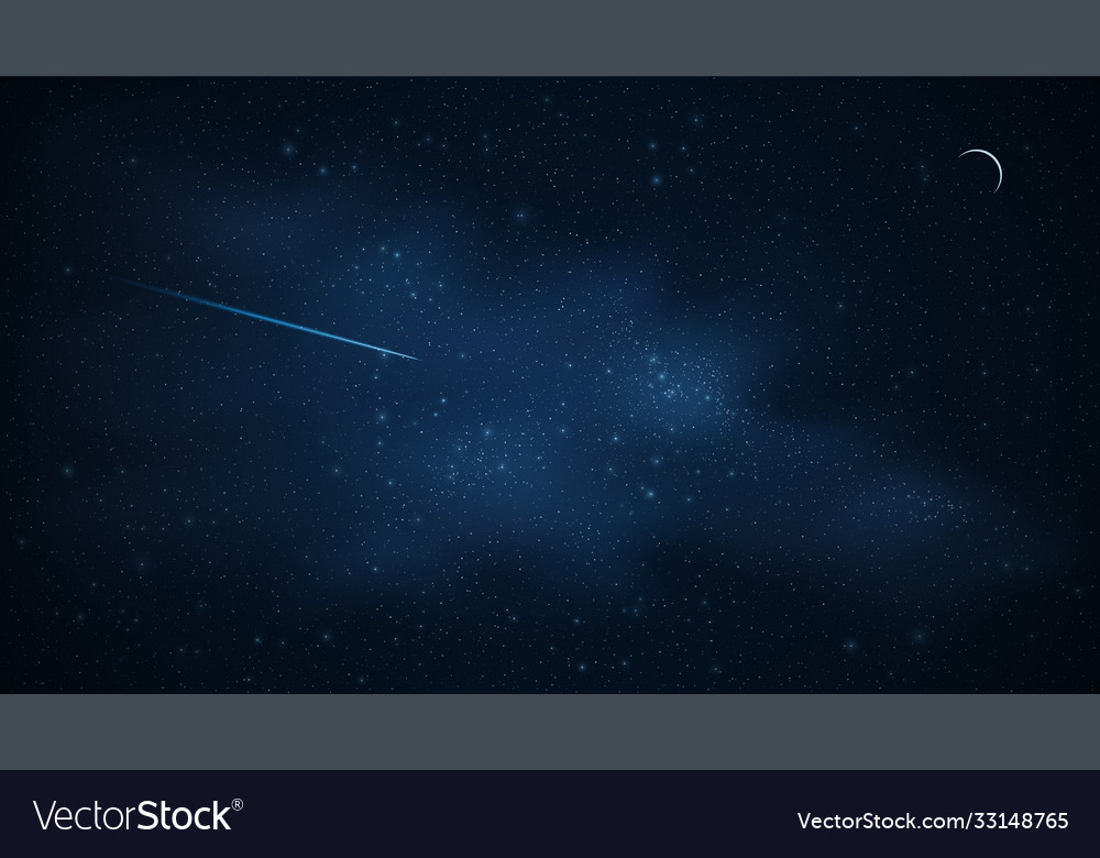 Realistic starry sky with a luminous blue milky