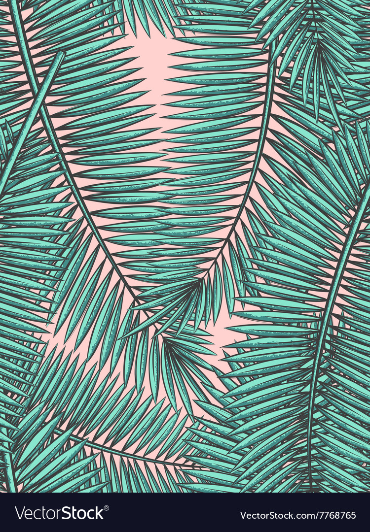 Seamless pattern with palm leaves in sketch style