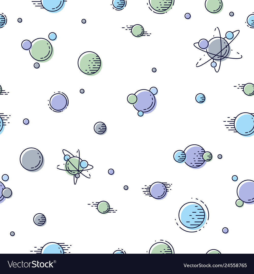 Seamless space background with unknown planets