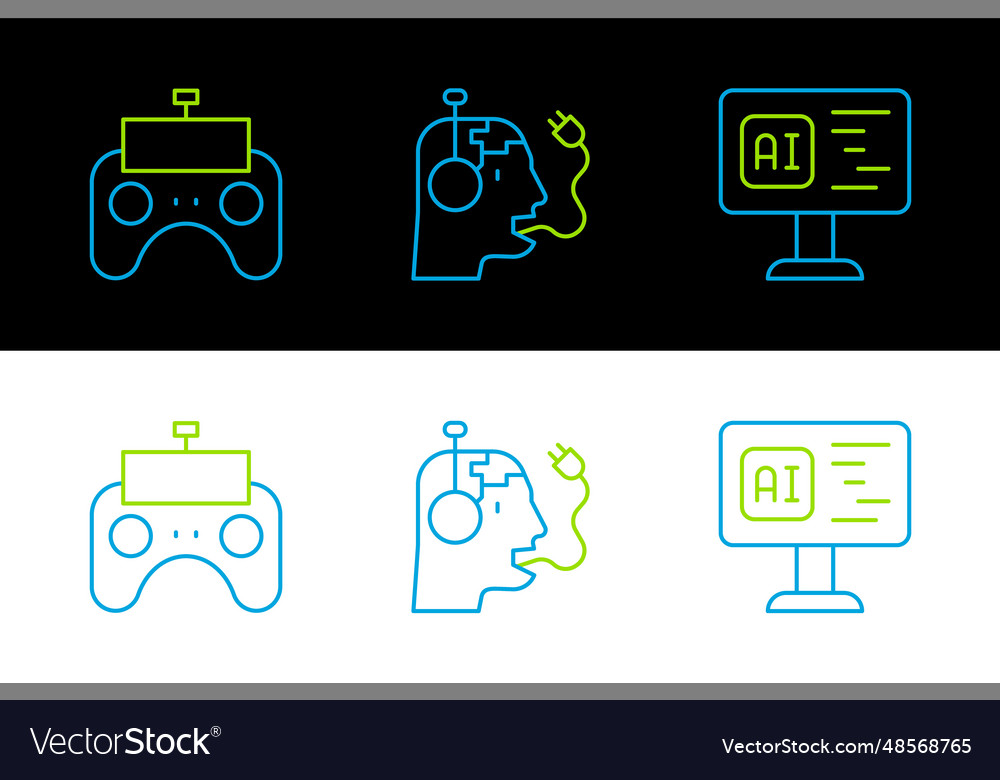 Set line software remote control and robot vector image Set line software remote control and robot
