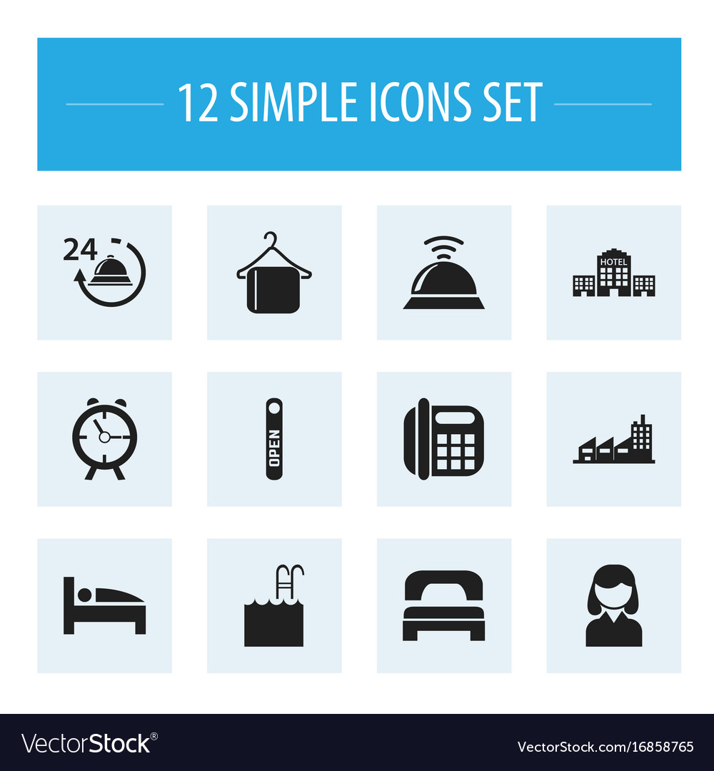 Set of 12 editable travel icons includes symbols