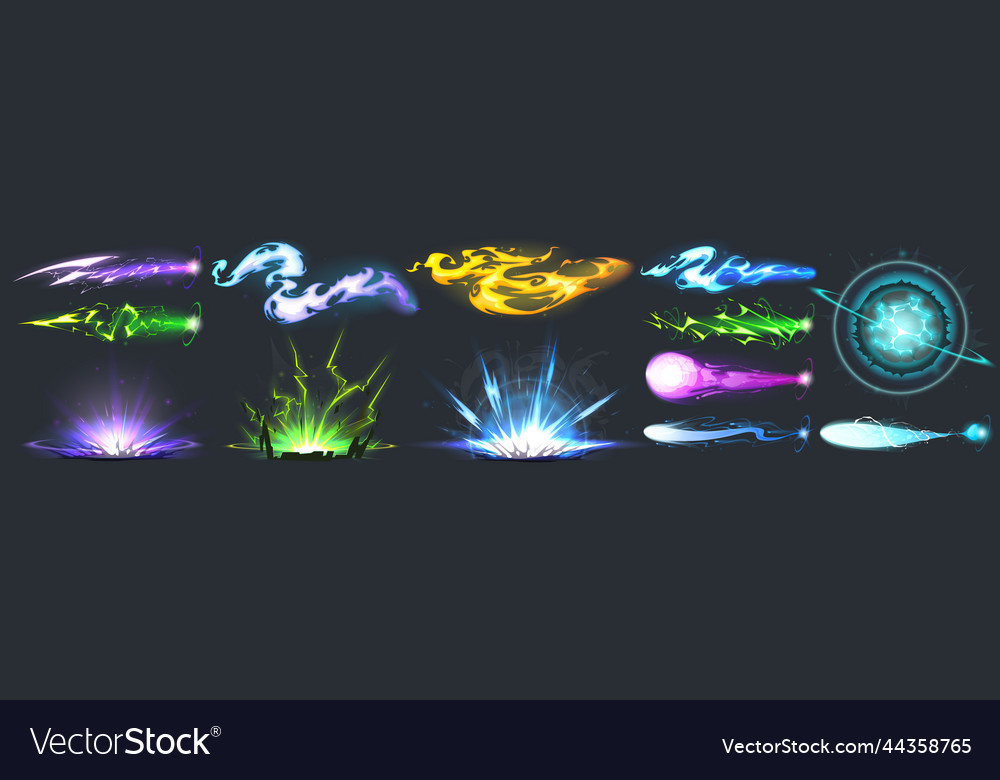 Set of vfx neon light effects isolated on black Vector Image