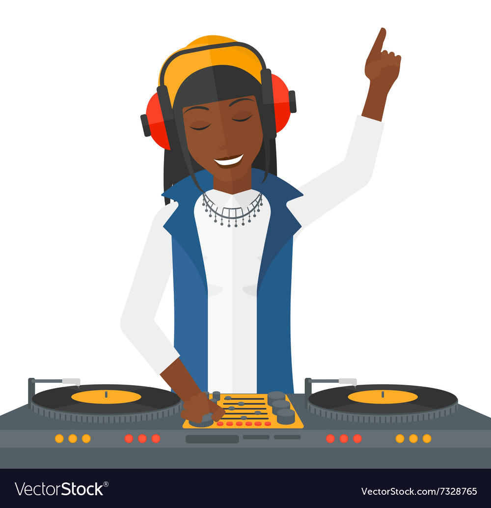 Smiling dj with console
