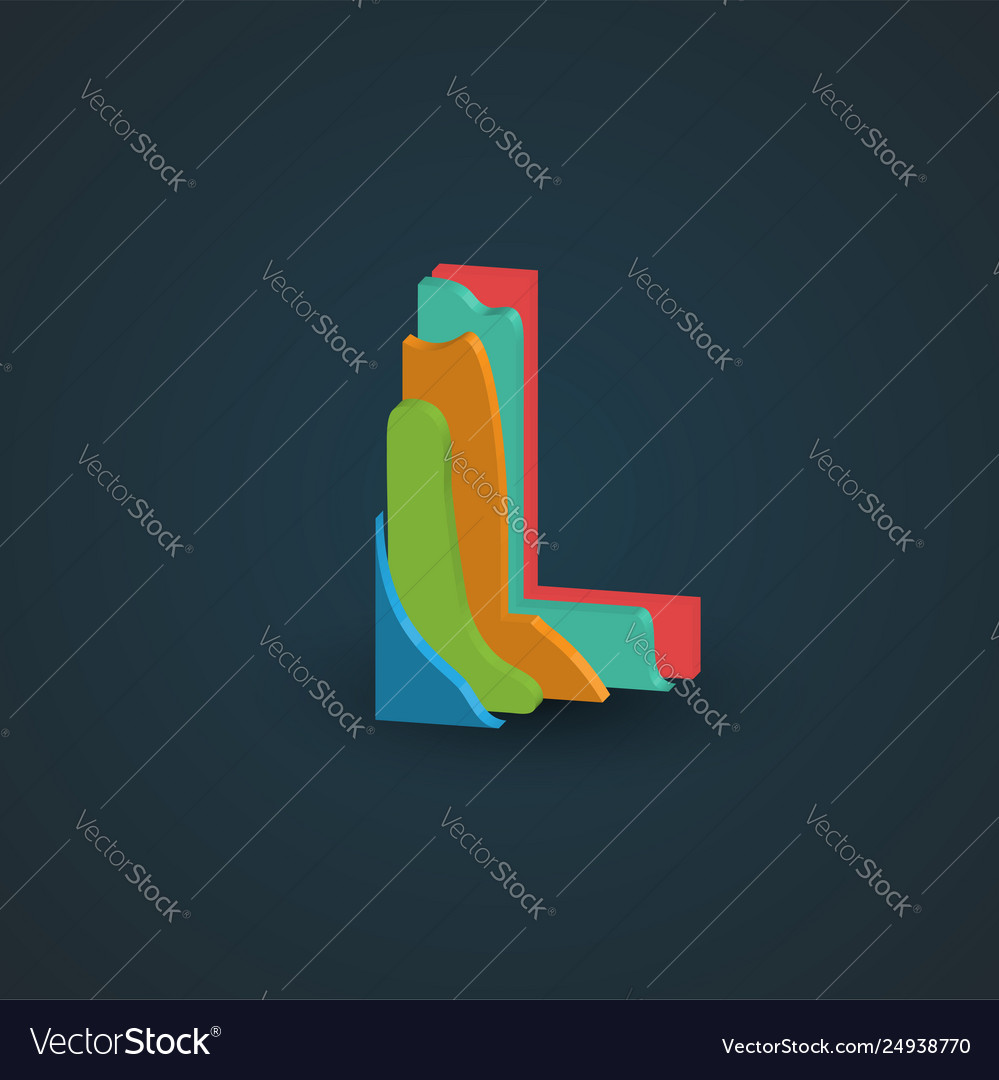 3d colorful layered character from a fontset