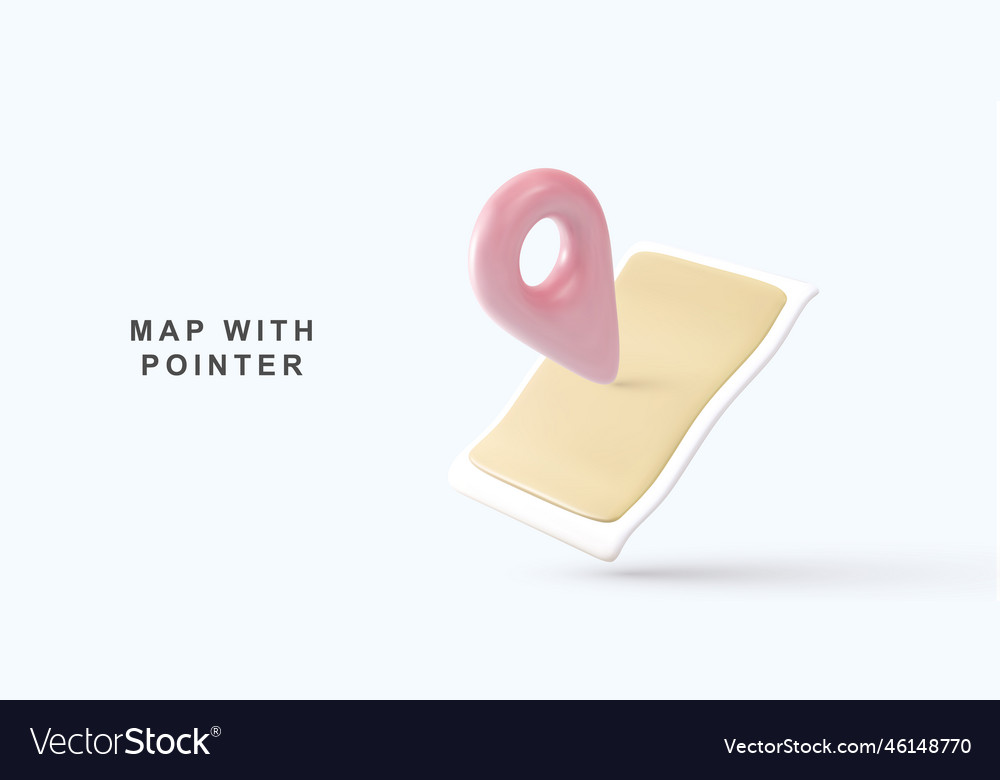 3d realistic map with pointer vector image 3d realistic map with pointer