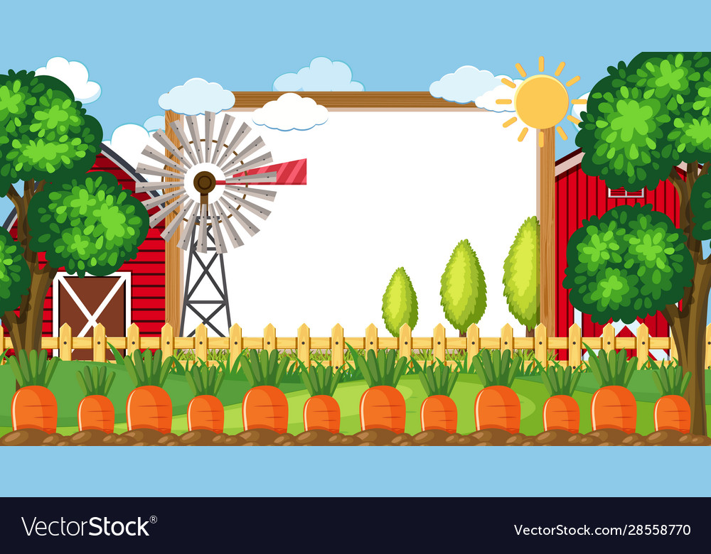 Border template with farm scene in background Vector Image Border template with farm scene in background