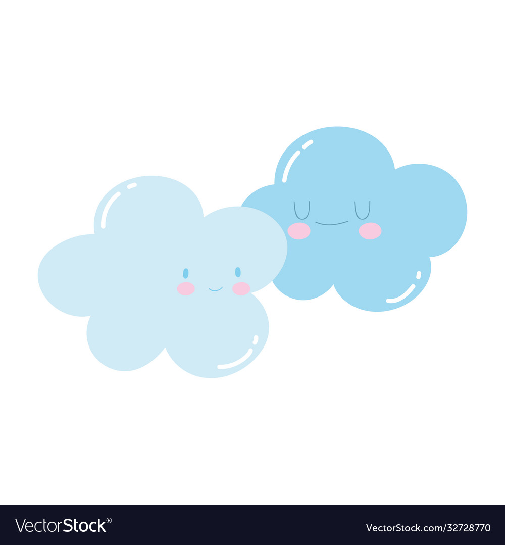 Cartoon clouds sky characters isolated icon design