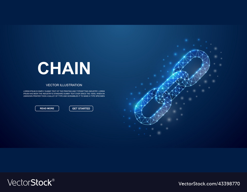 Chain 3d low poly symbol with connected dots