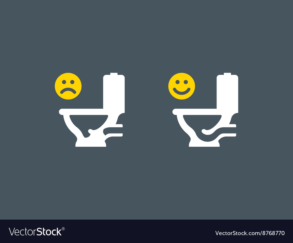 Clogged and unclogged toilet symbol