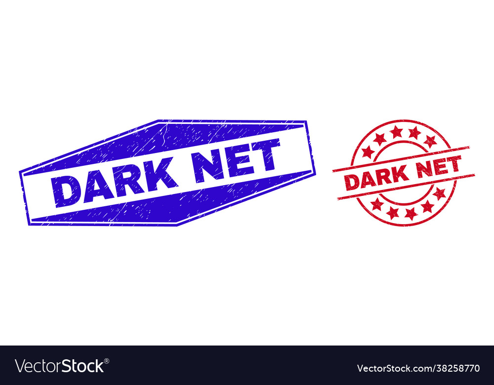 Dark net textured seals in round and hexagonal vector image Dark net textured seals in round and hexagonal