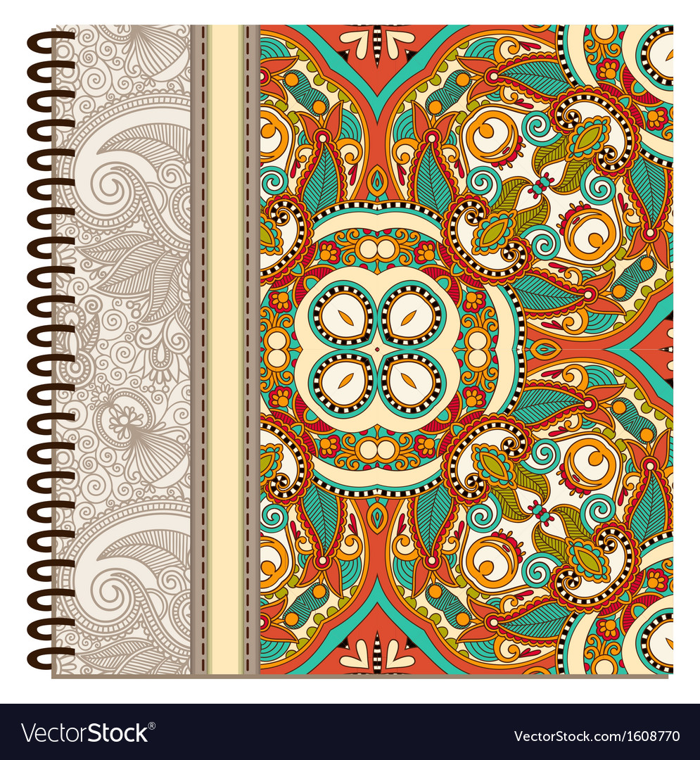 Design of spiral ornamental notebook cover Vector Image