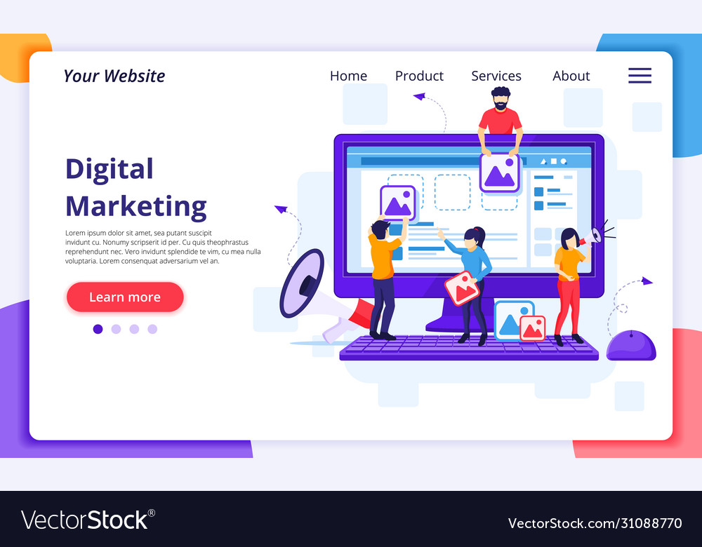 Digital marketing concept people are putting Vector Image