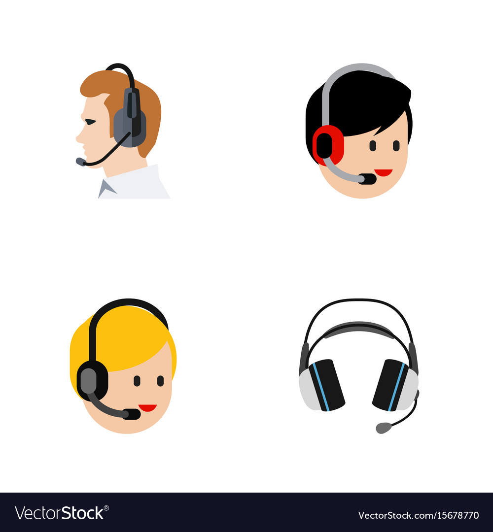 Flat icon call set of center operator