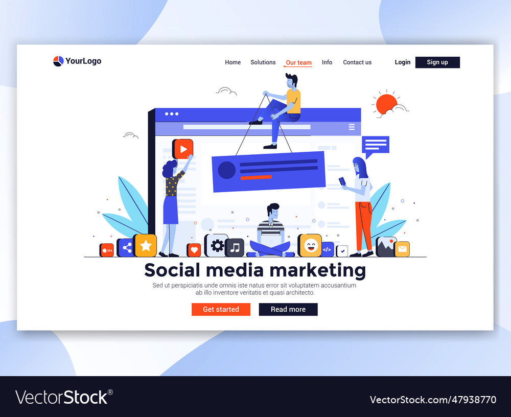 Flat modern design of website template - social Vector Image