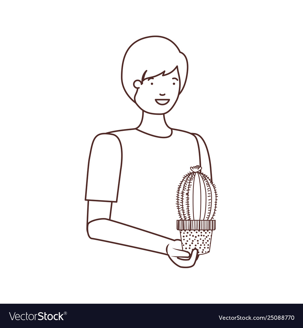 Man with cactus avatar character Vector Image Man with cactus avatar character