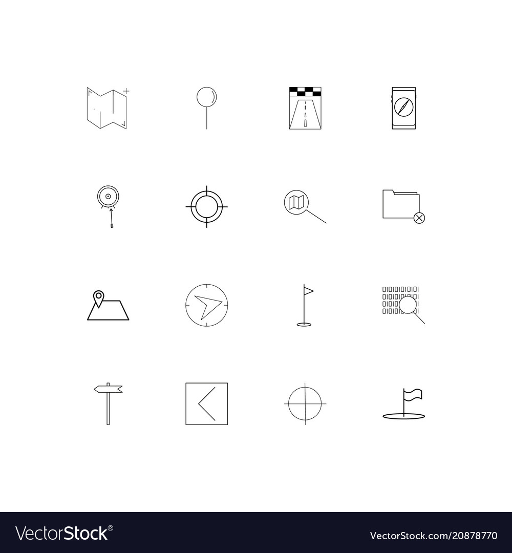 Maps and navigation linear thin icons set