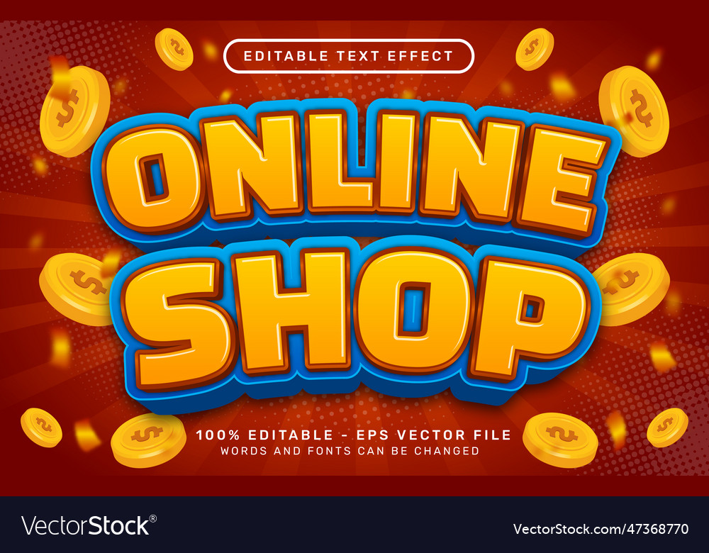 Online shop 3d text effect and editable vector image Online shop 3d text effect and editable