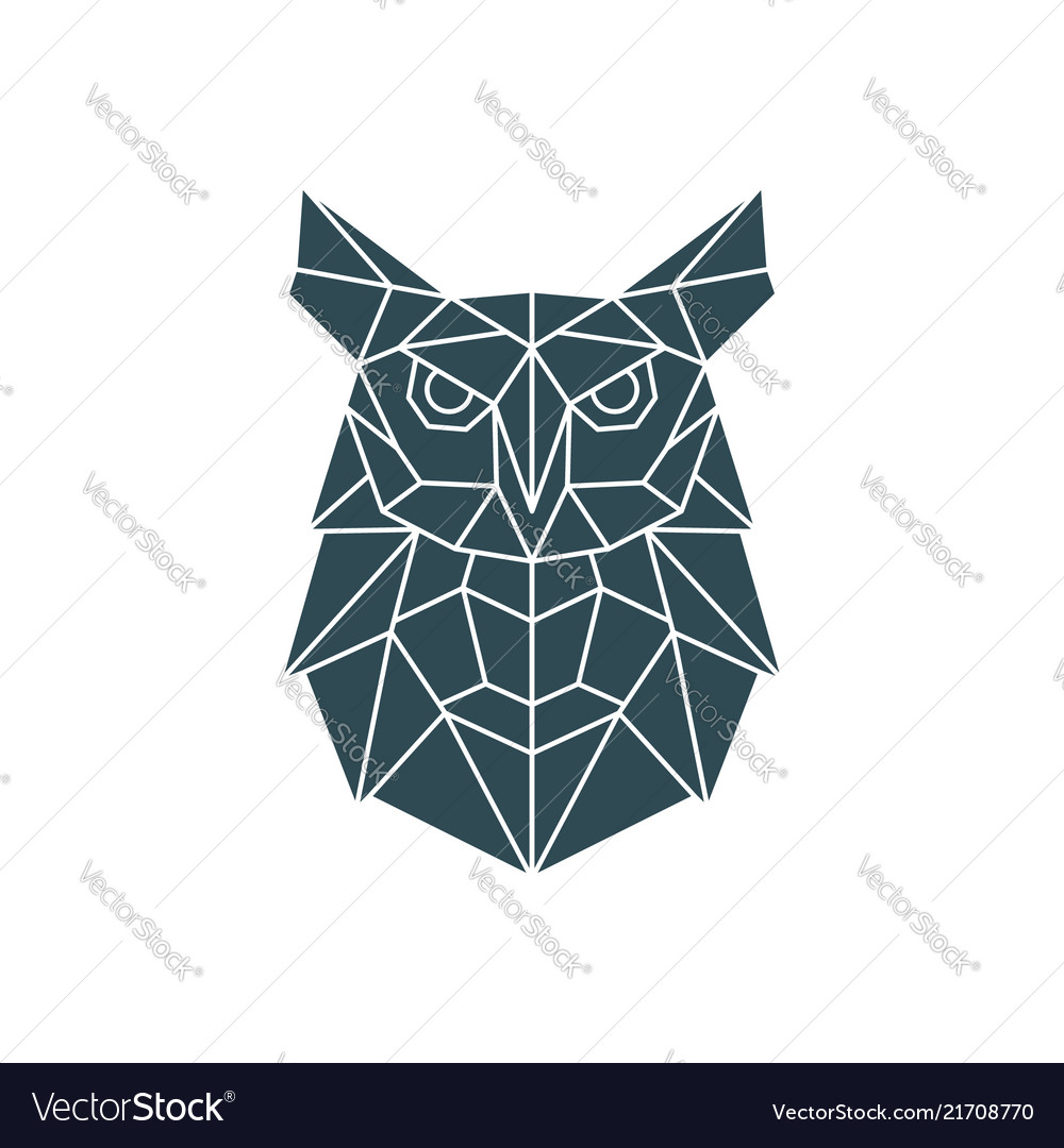 Polygonal owl geometric pattern with wild bird