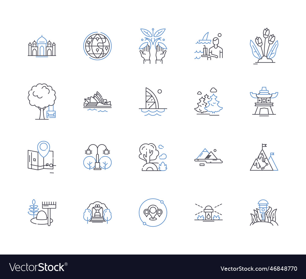 Resourceful garden line icons collection greenery Vector Image