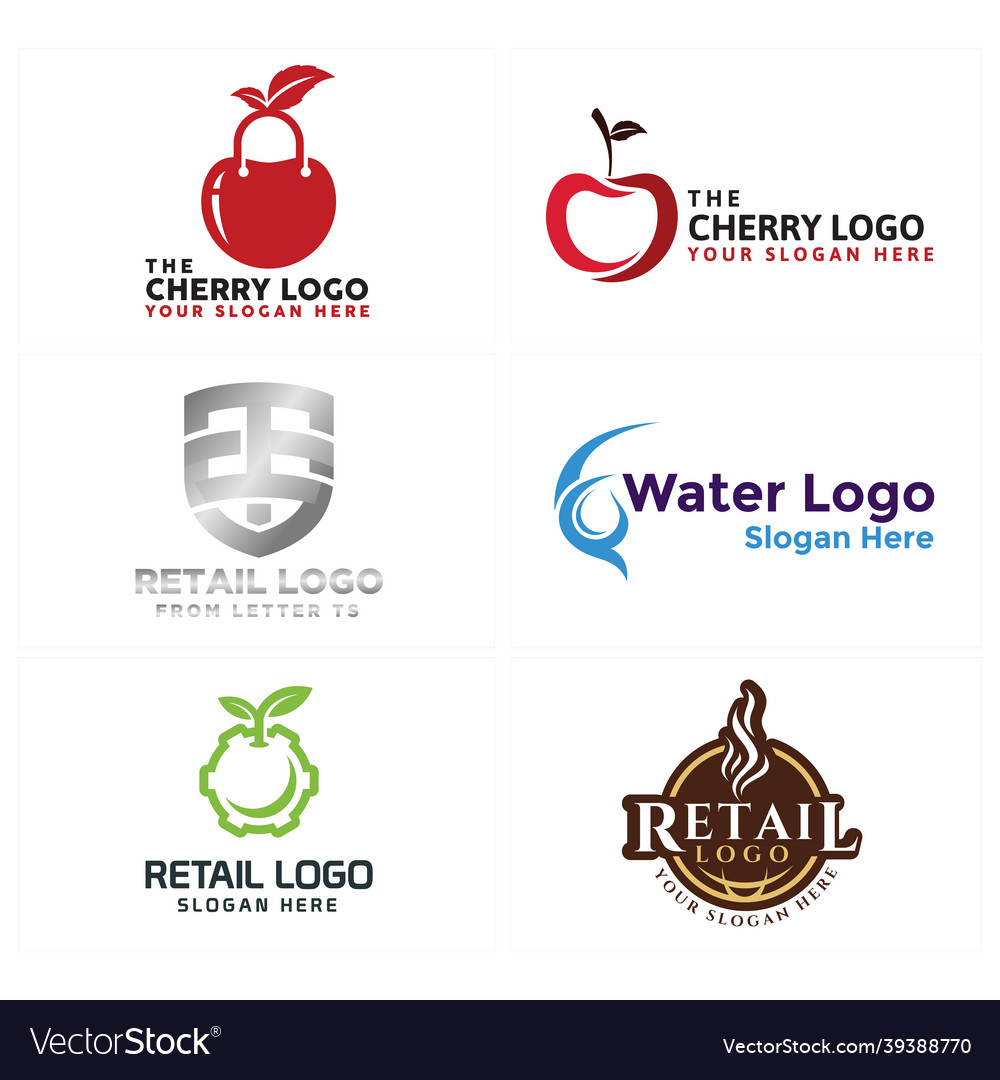 Retail sales fruit cherry red and shield logo