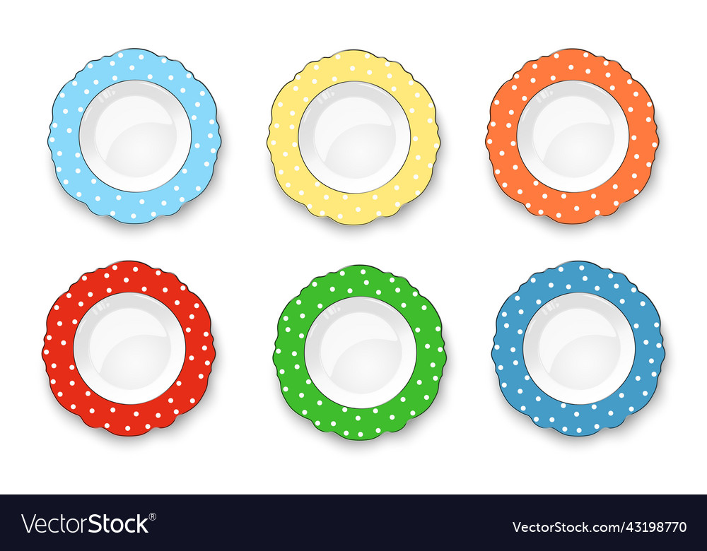 Set of color plates with figured edges vector image Set of color plates with figured edges
