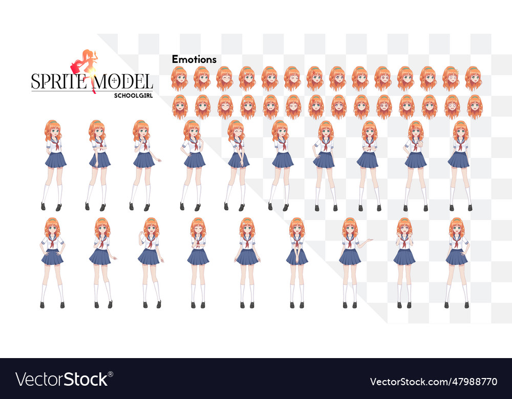 Set of emotionssprite full length character