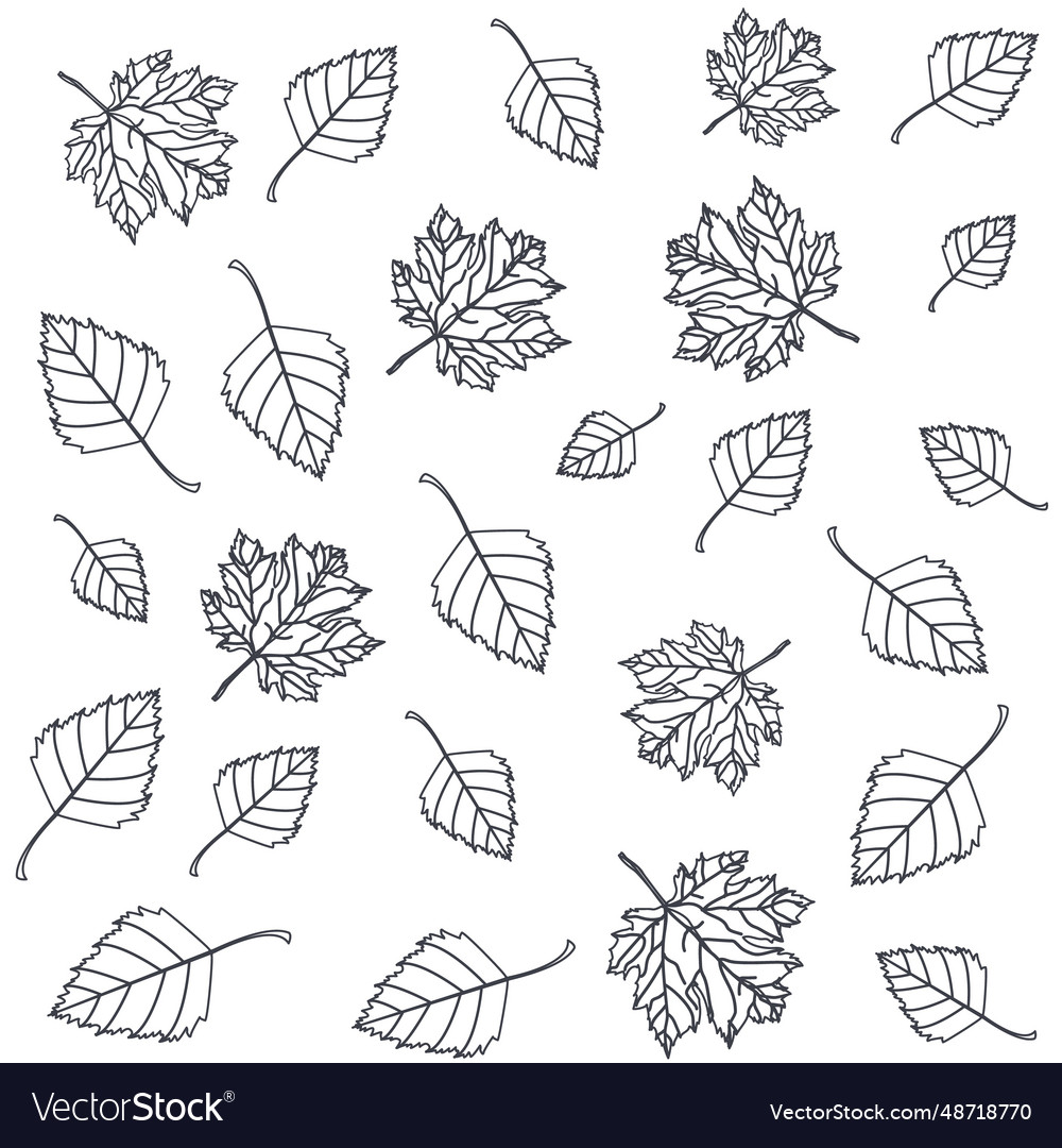 Sketch autumn seamless pattern of maple