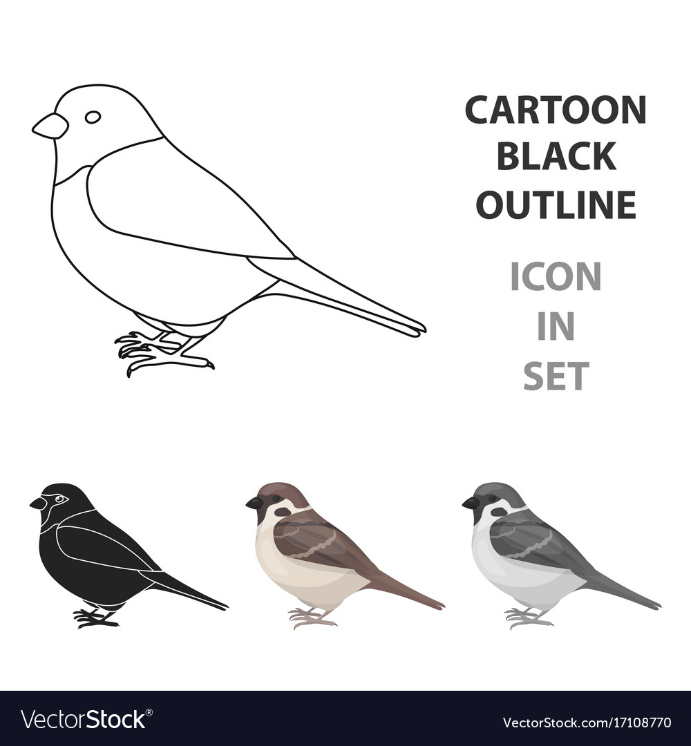 Sparrow icon in cartoon style isolated on white