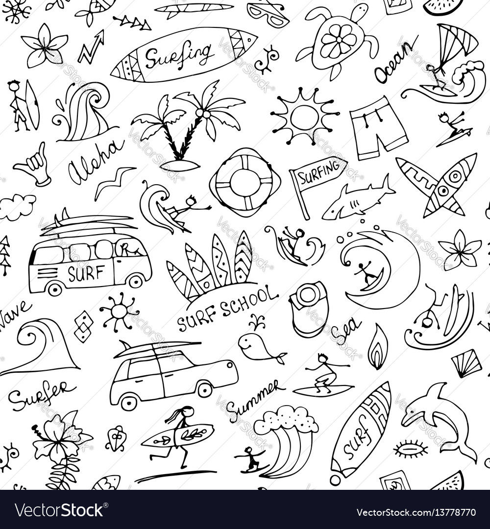 Surfing Wave Pattern Sketch