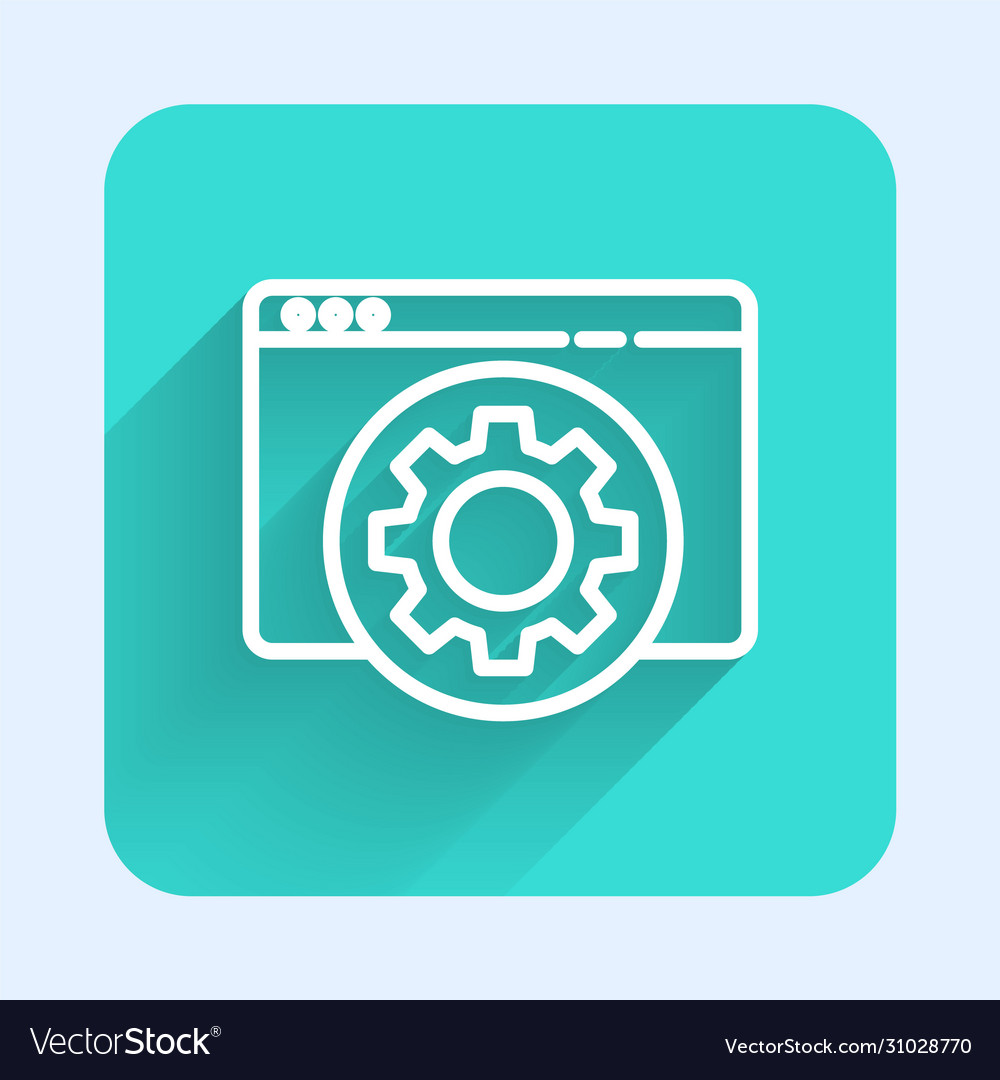 White line browser setting icon isolated with long