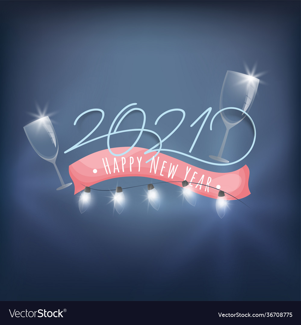 2021 happy new year font with illuminated