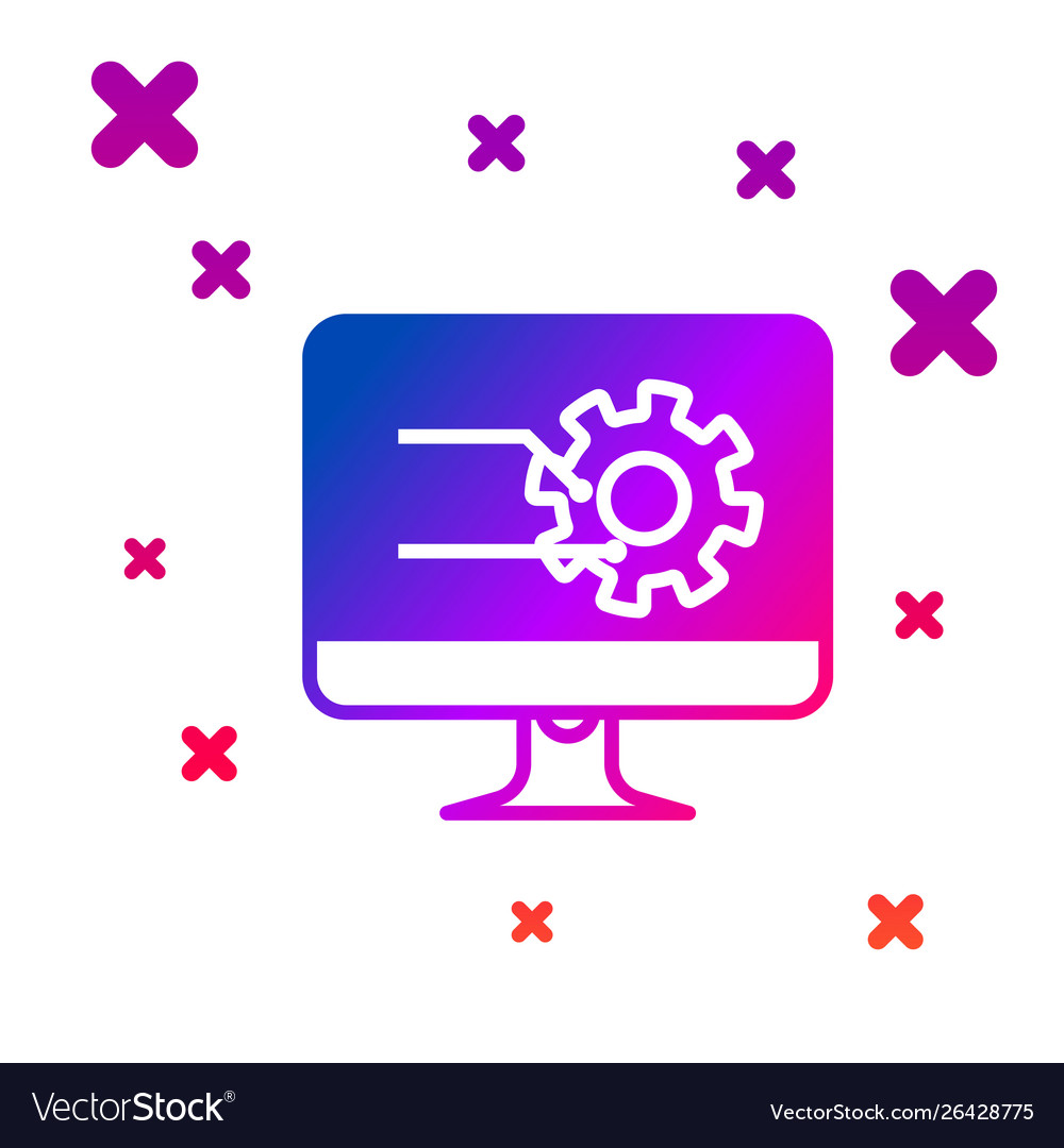 Color computer monitor with graph chart icon vector image Color computer monitor with graph chart icon