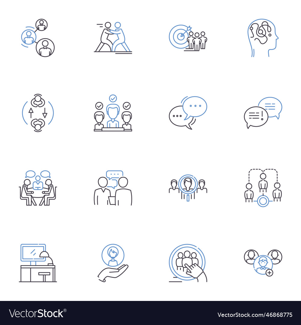 Cyber rendezvous line icons collection encryption vector image Cyber rendezvous line icons collection encryption