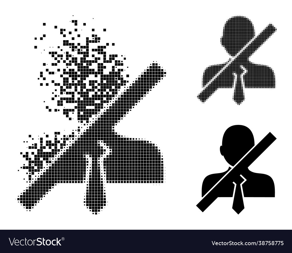 Decomposed and halftone pixelated stop gentleman