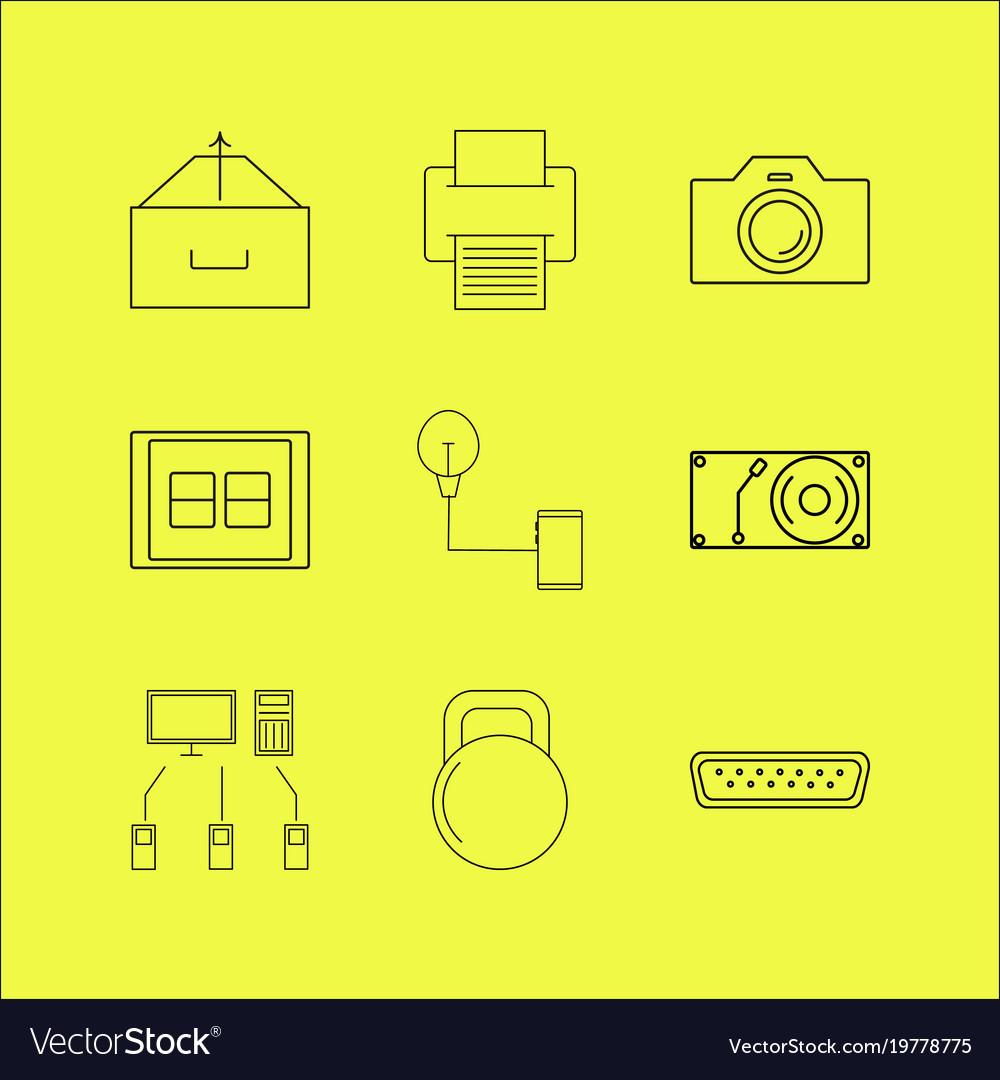 Devices linear icon set simple outline icons