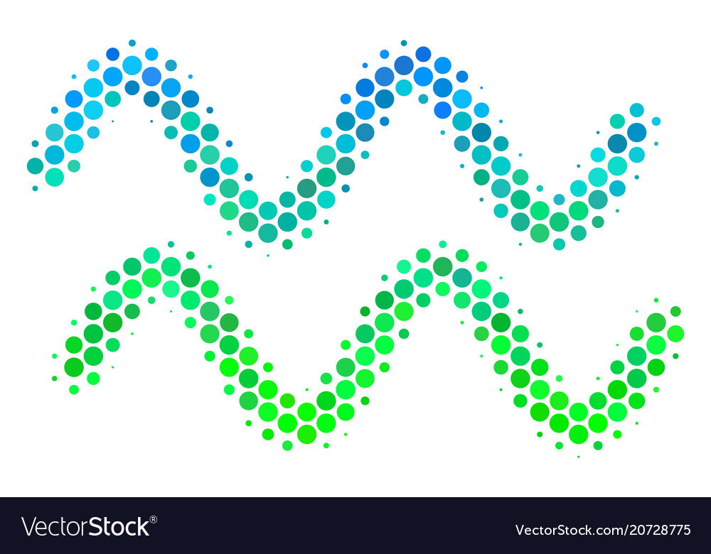 Halftone blue-green sinusoid waves icon