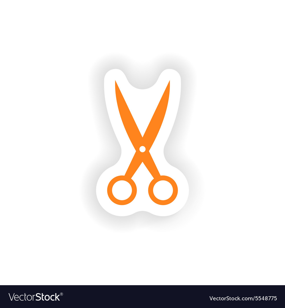 Icon sticker realistic design on paper scissors