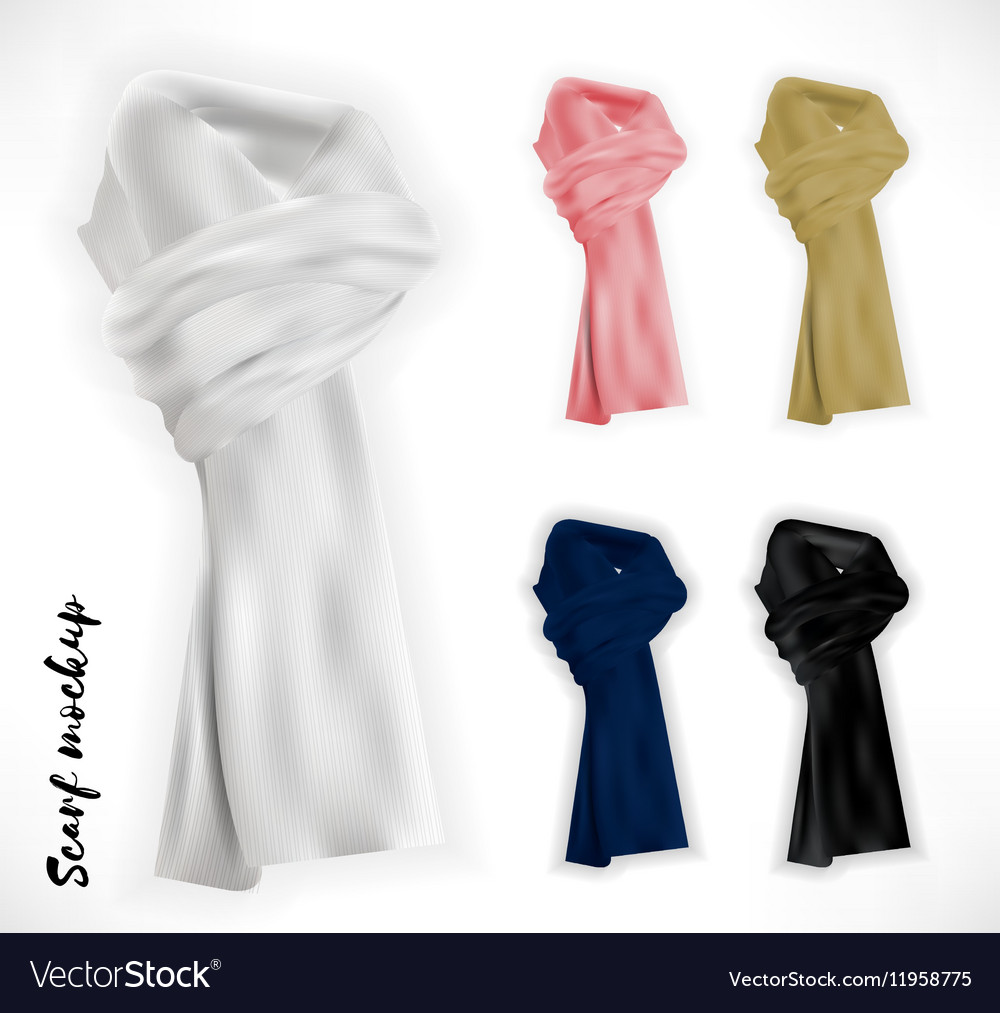 Knitted Scarf Set Mockup Royalty Free Vector Image