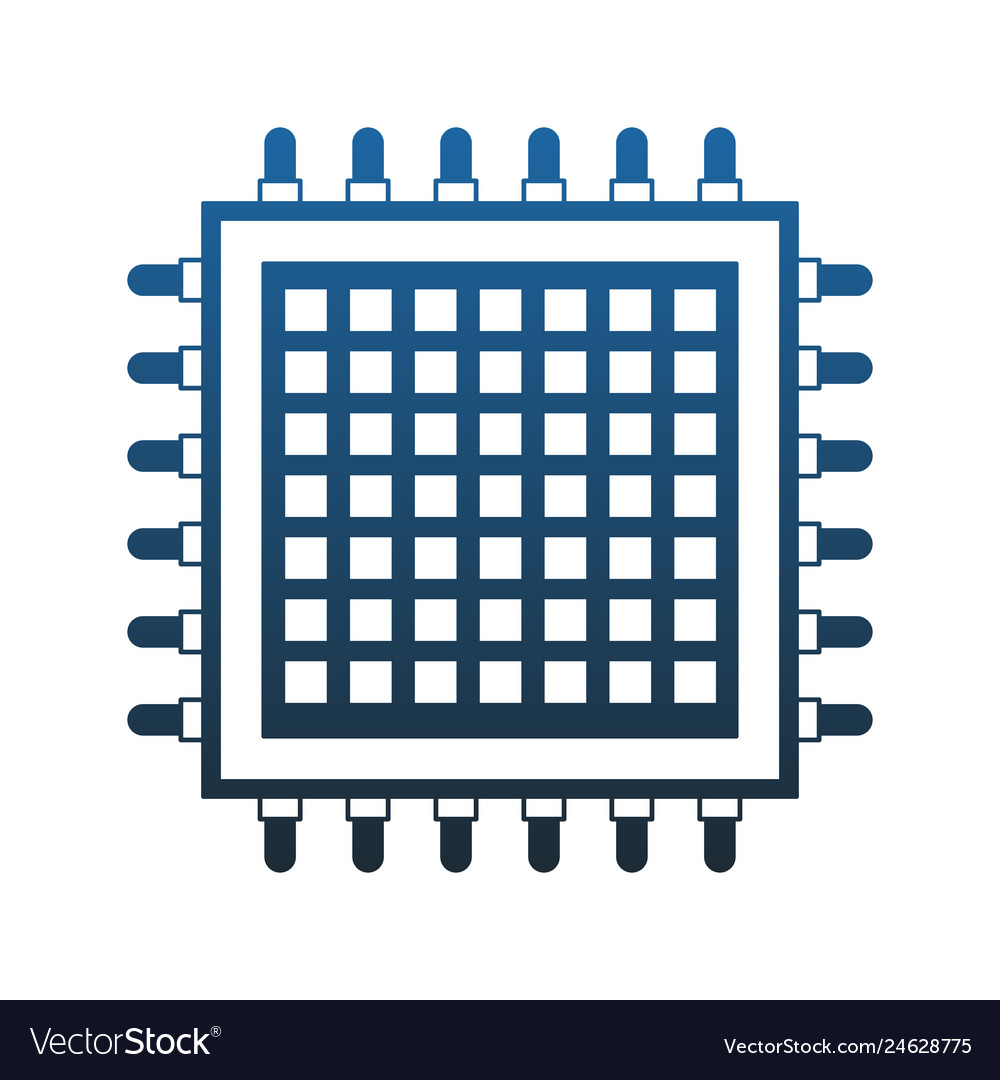 Microchip processor technology blue lines vector image Microchip processor technology blue lines