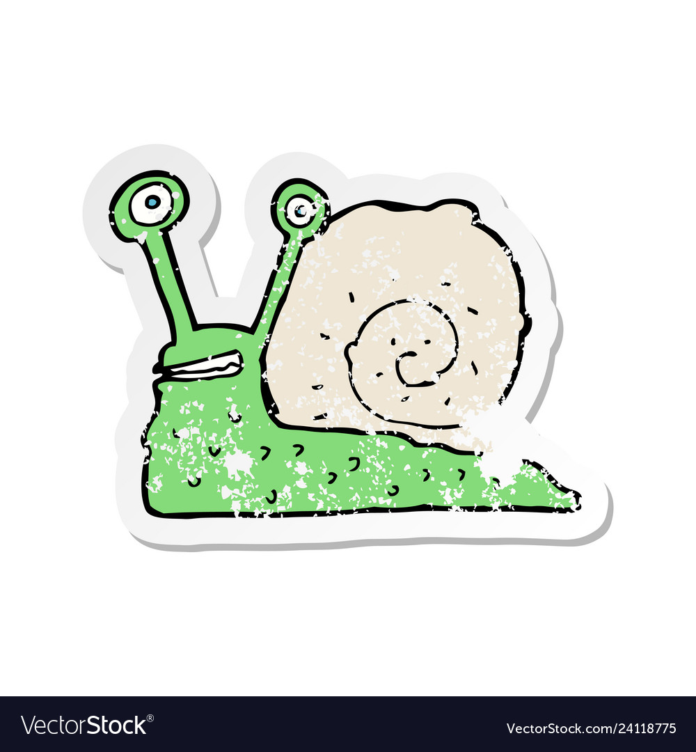 Retro distressed sticker of a cartoon snail