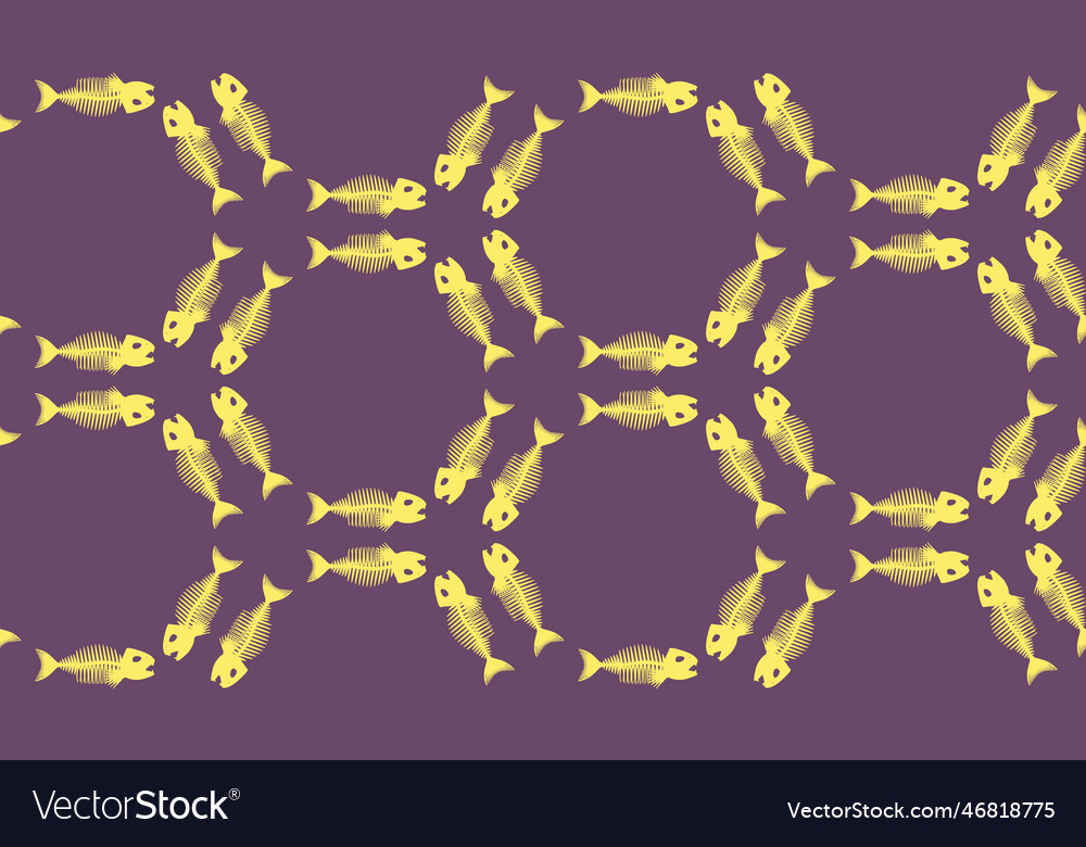 Seamless pattern with fish skeletons endless vector image Seamless pattern with fish skeletons endless