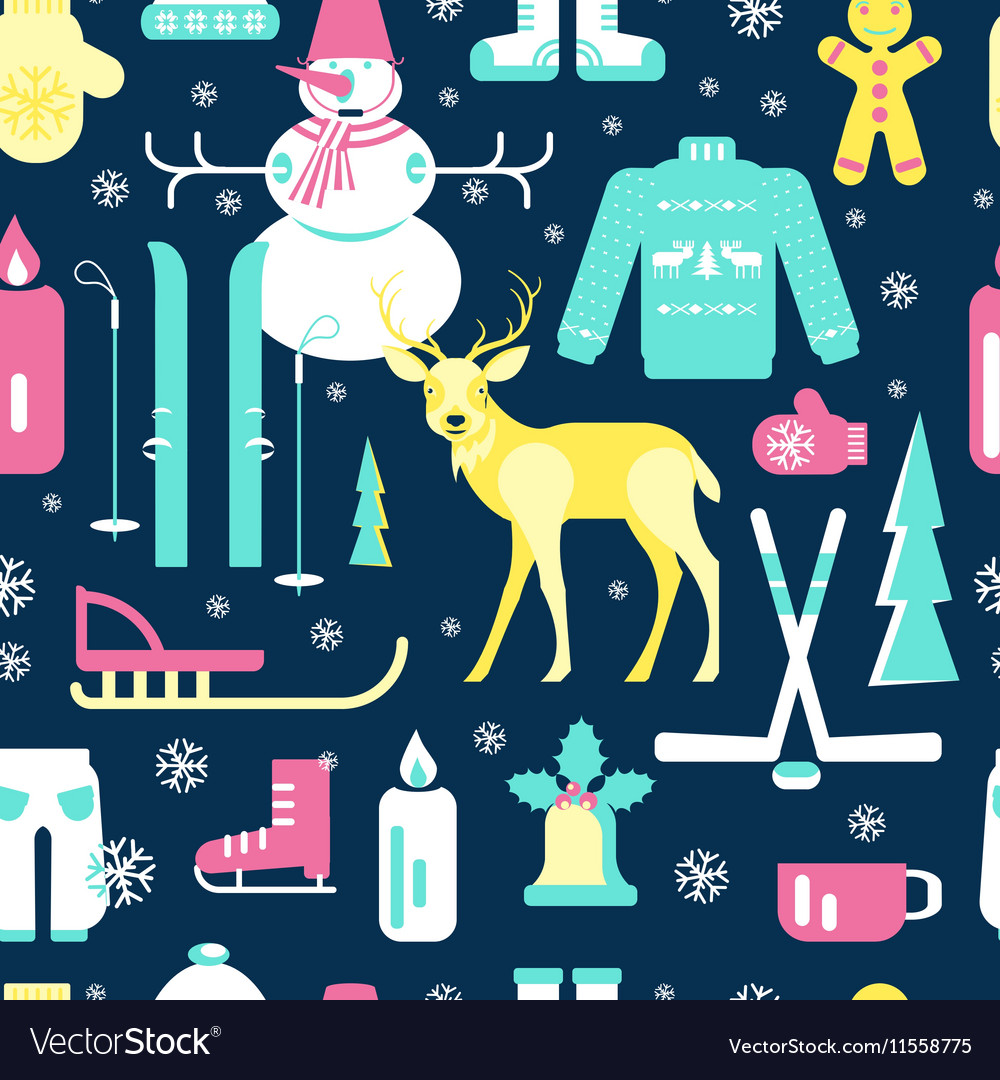 Seamless pattern with winter icons