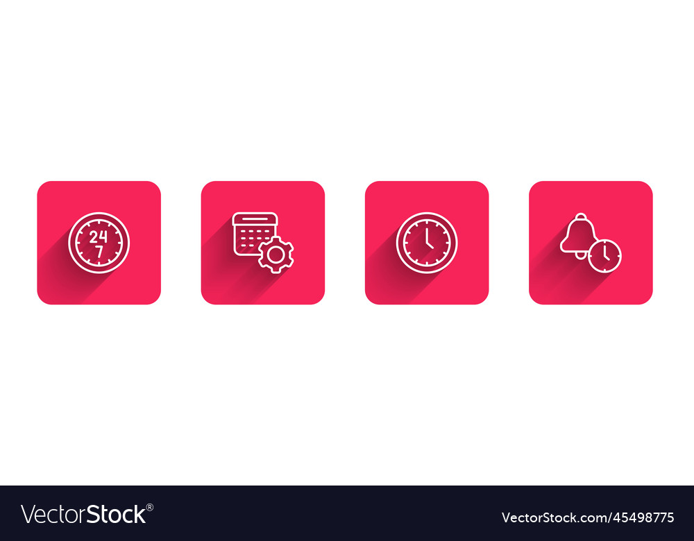 Set line clock 24 hours calendar settings Vector Image Set line clock 24 hours calendar settings