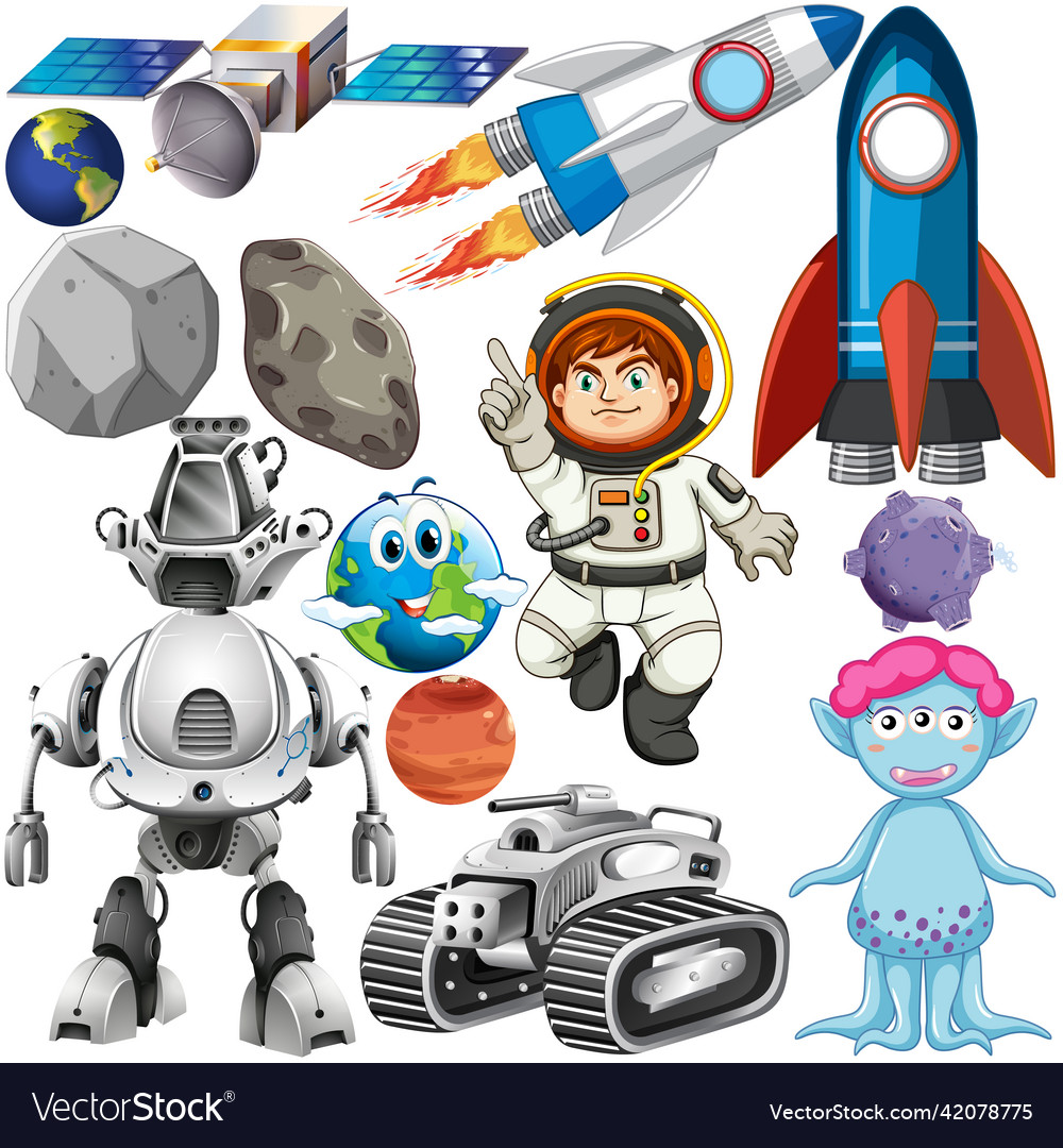 Set of space objects on white background Vector Image Set of space objects on white background
