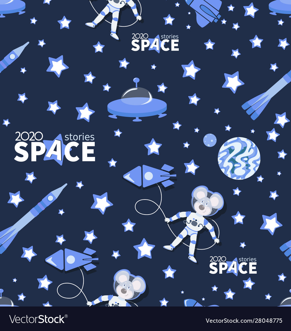 Space background mouse astronaut in outer