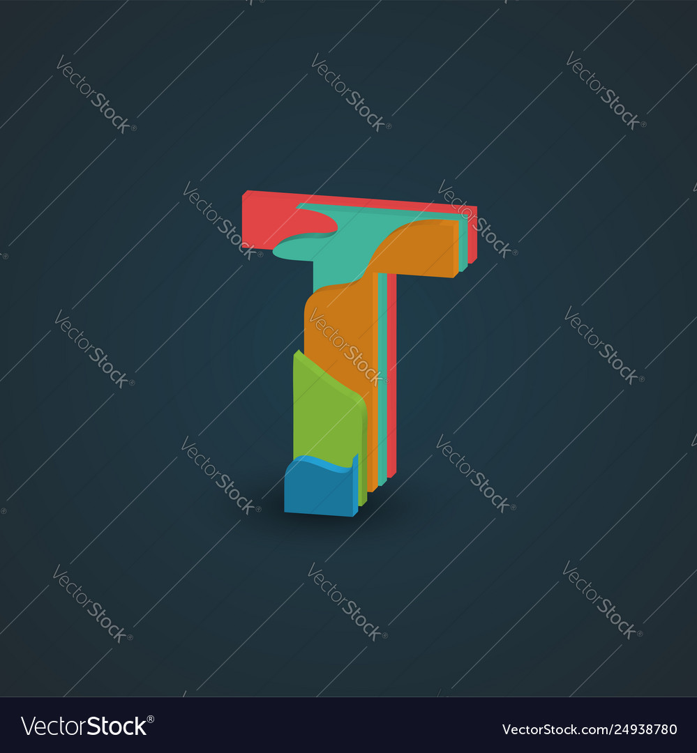 3d colorful layered character from a fontset Vector Image 3d colorful layered character from a fontset