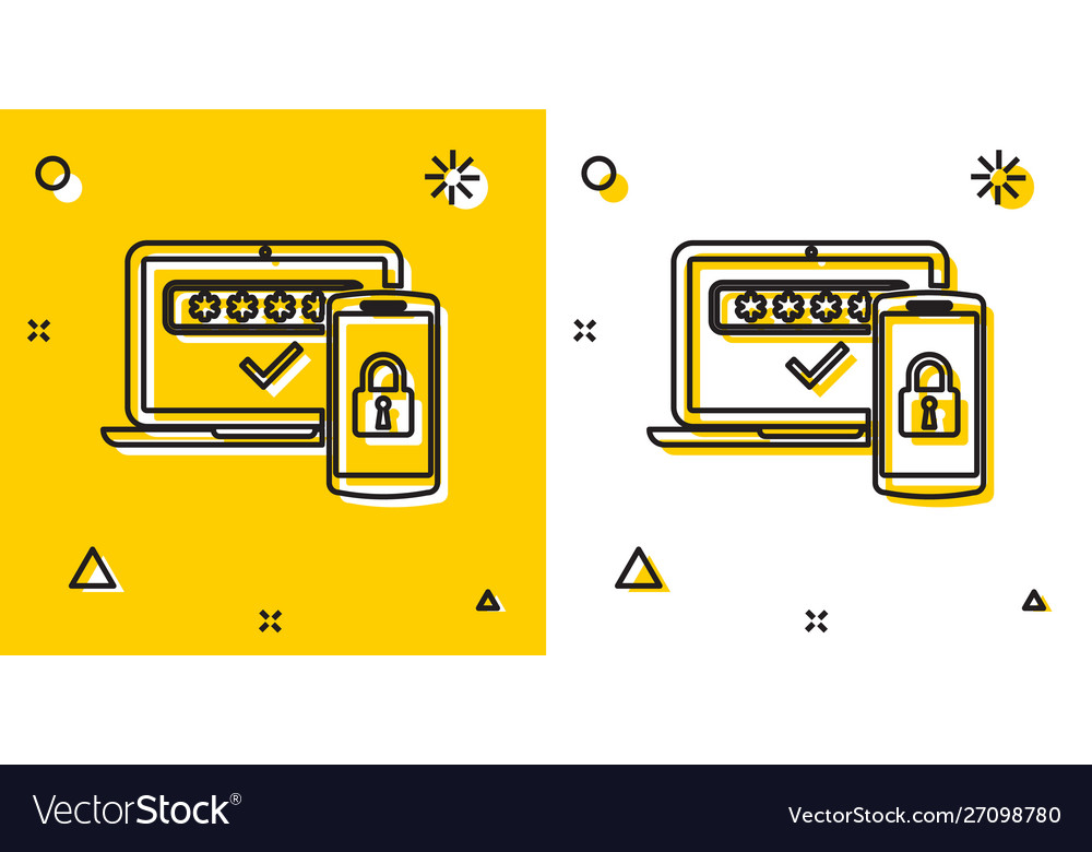 Black multi factor two steps authentication icon vector image Black multi factor two steps authentication icon
